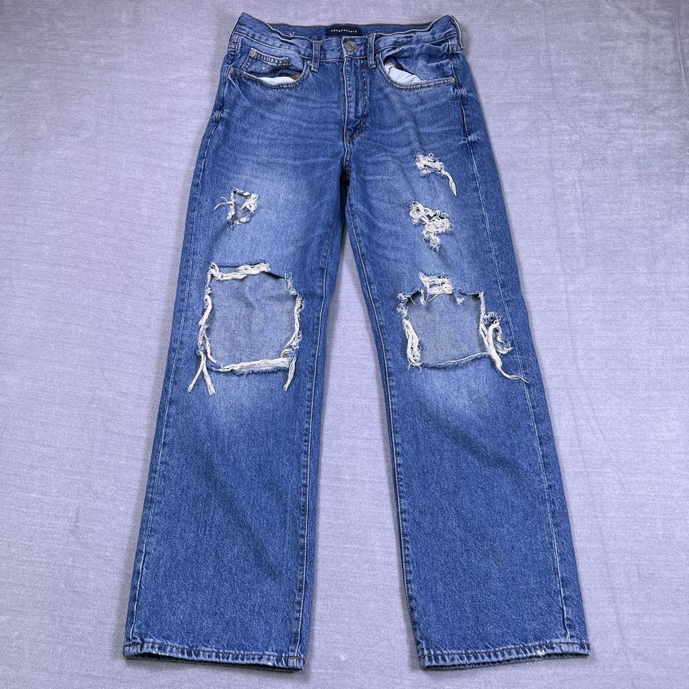 Aéropostale Womens Blue Denim Cotton Low Rise Skater Straight Leg Jeans Size 6R
